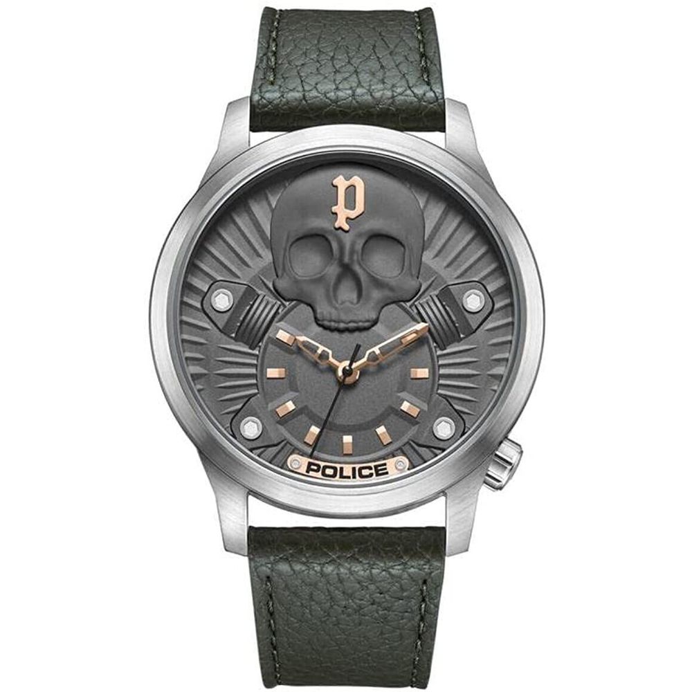 Police Green Leather Watch Police