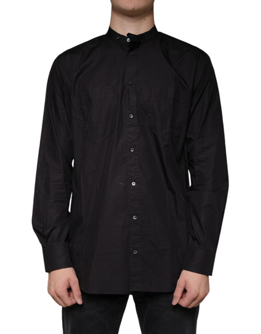 Dolce & Gabbana Black Cotton Button Down Men Casual Shirt Dolce & Gabbana