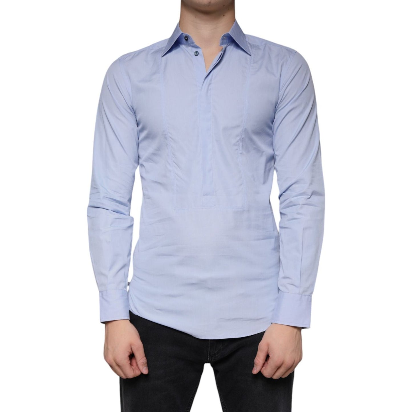 Dolce & Gabbana Light Blue Cotton Men Dress Formal Shirt Dolce & Gabbana