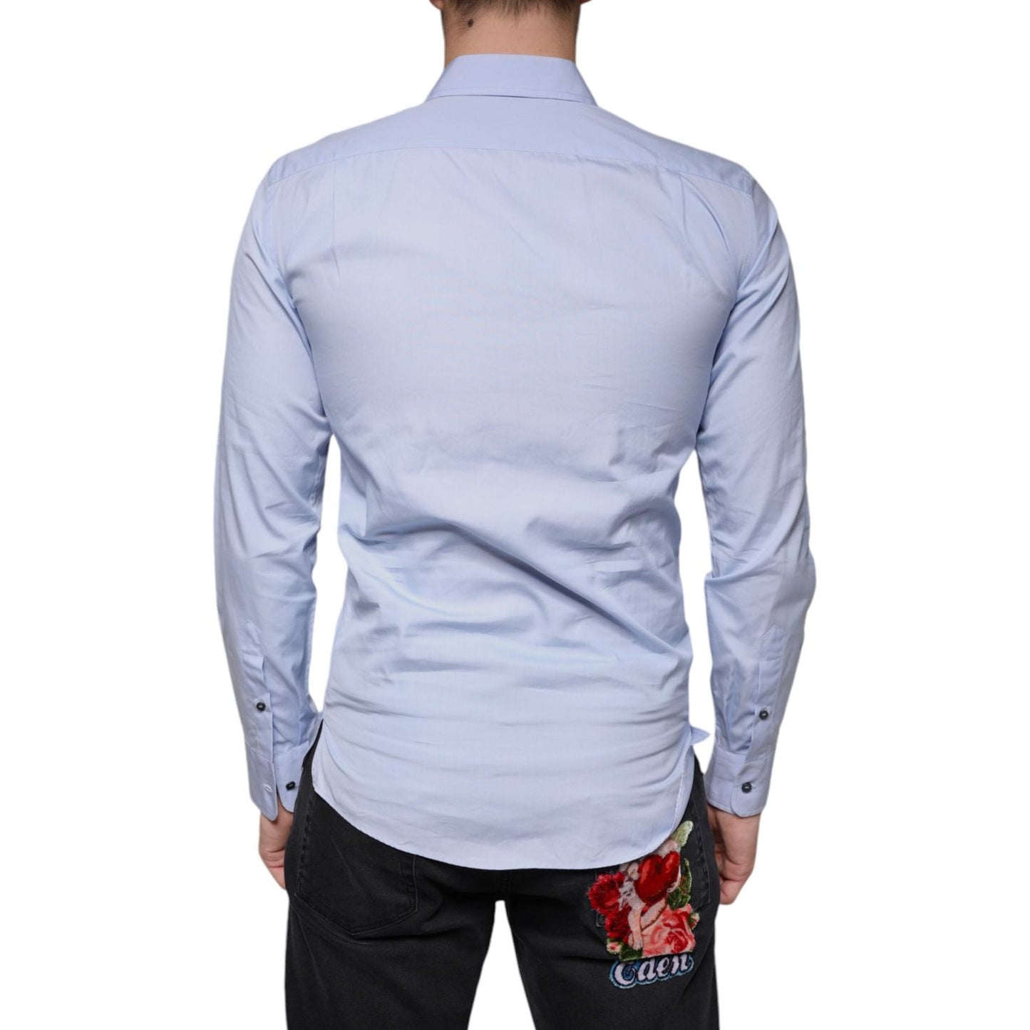 Dolce & Gabbana Light Blue Cotton Men Dress Formal Shirt Dolce & Gabbana