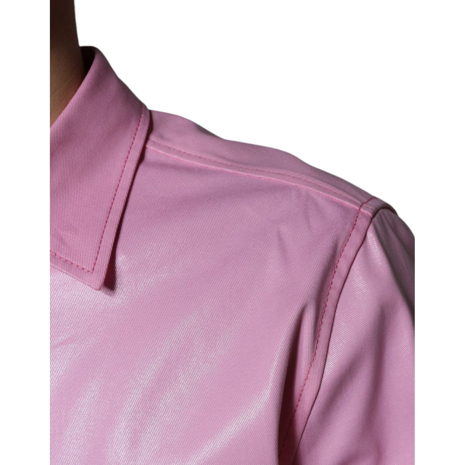 Dolce & Gabbana Pink Cotton Collared Button Down Shirt
