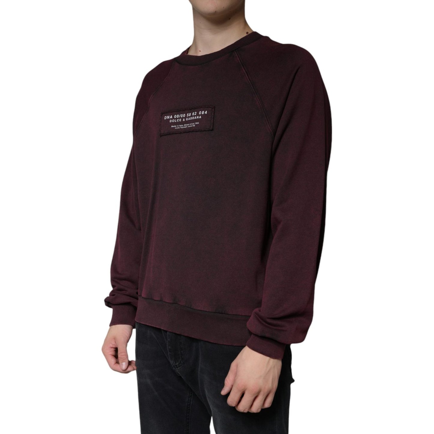 Dolce & Gabbana Maroon Logo Crew Neck Men Sweatshirt Sweater