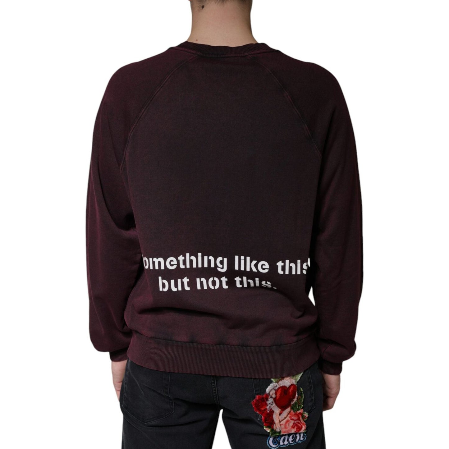 Dolce & Gabbana Maroon Logo Crew Neck Men Sweatshirt Sweater