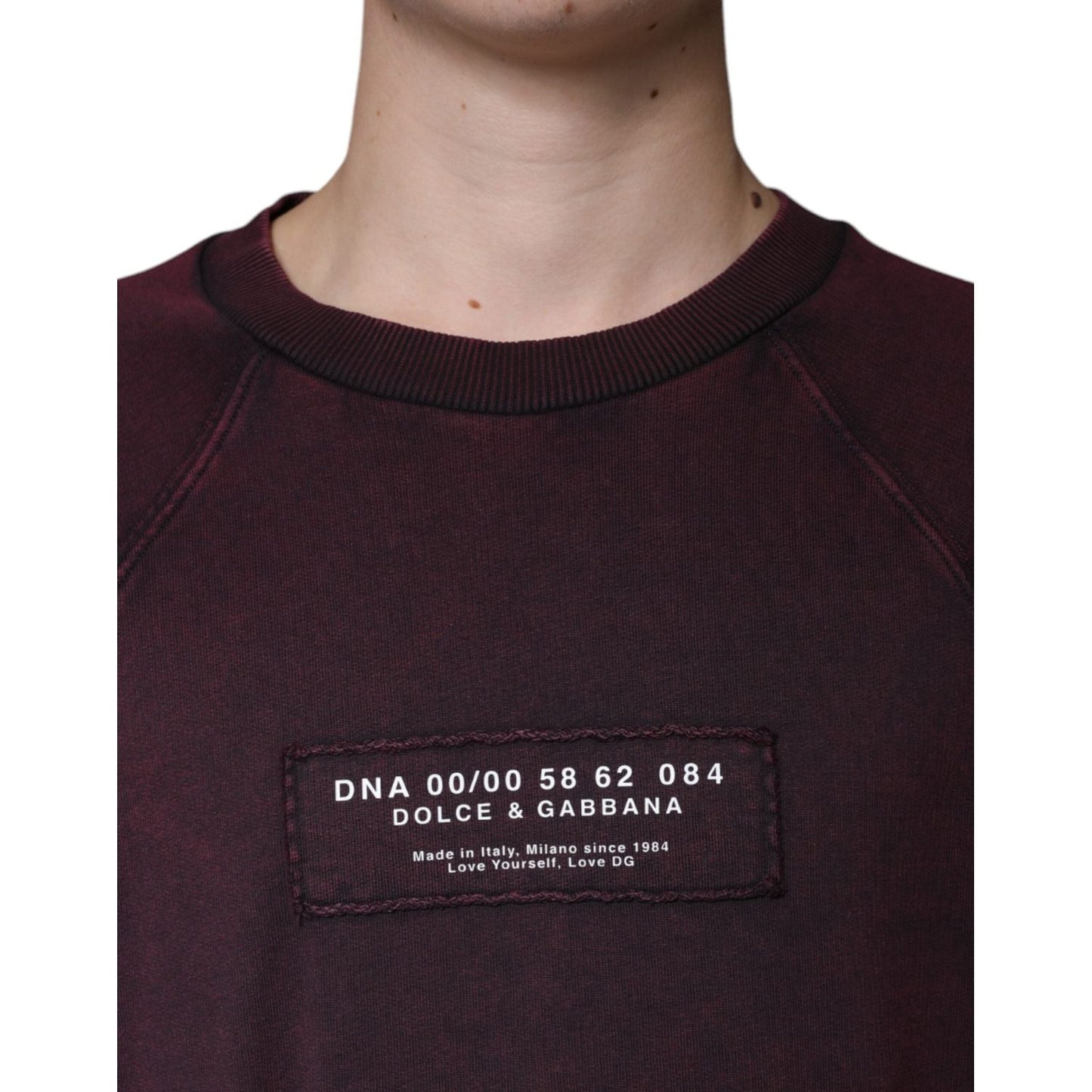 Dolce & Gabbana Maroon Logo Crew Neck Men Sweatshirt Sweater