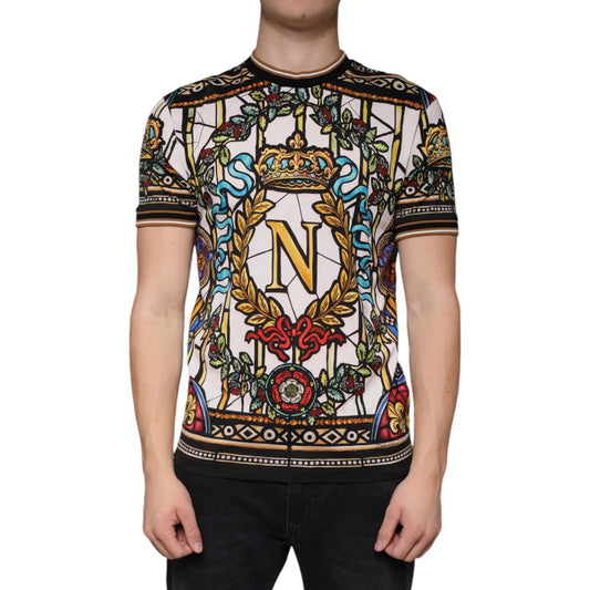 Dolce & Gabbana Multicolor Napoleon Print Cotton T-shirt