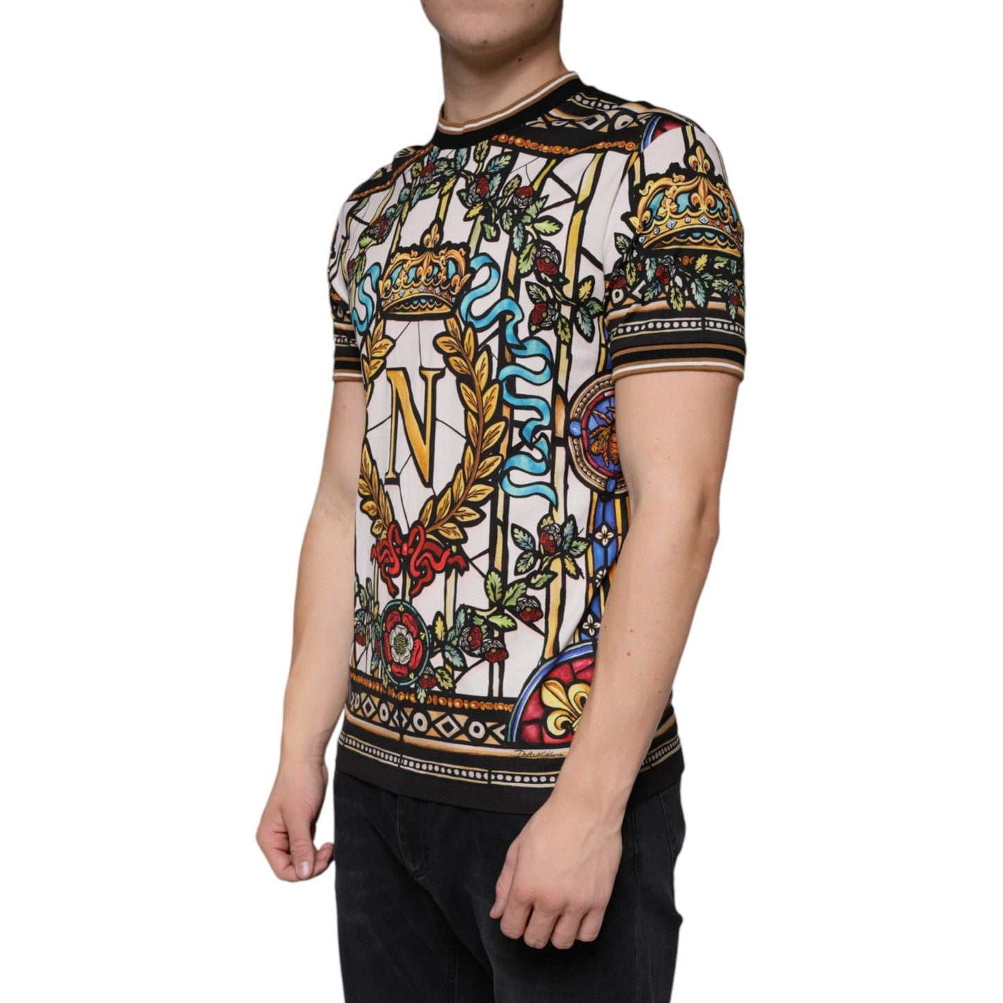 Dolce & Gabbana Multicolor Napoleon Print Cotton T-shirt