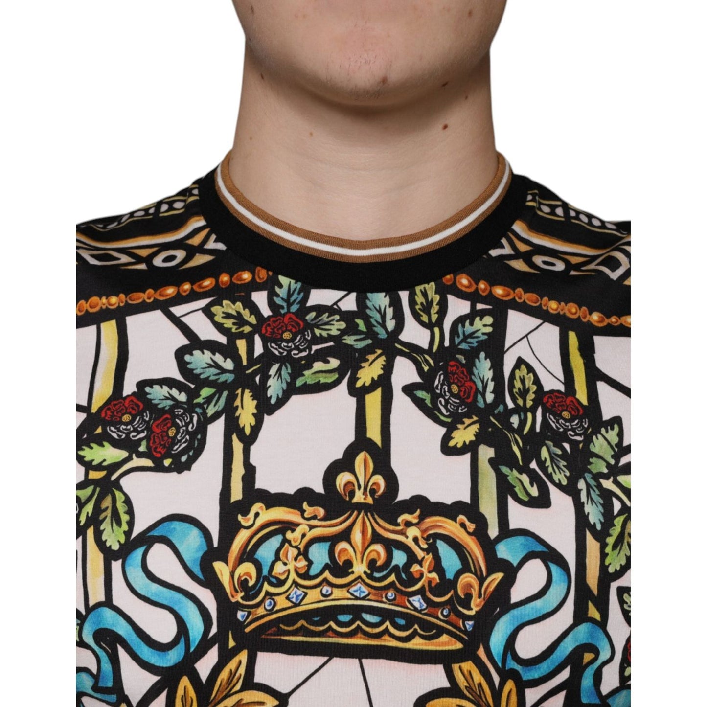 Dolce & Gabbana Multicolor Napoleon Print Cotton T-shirt