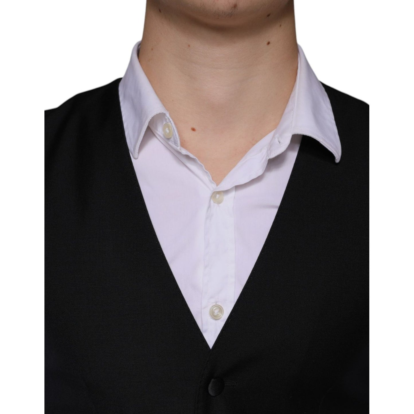 Dolce & Gabbana Black Wool Waistcoat Dress Formal Vest