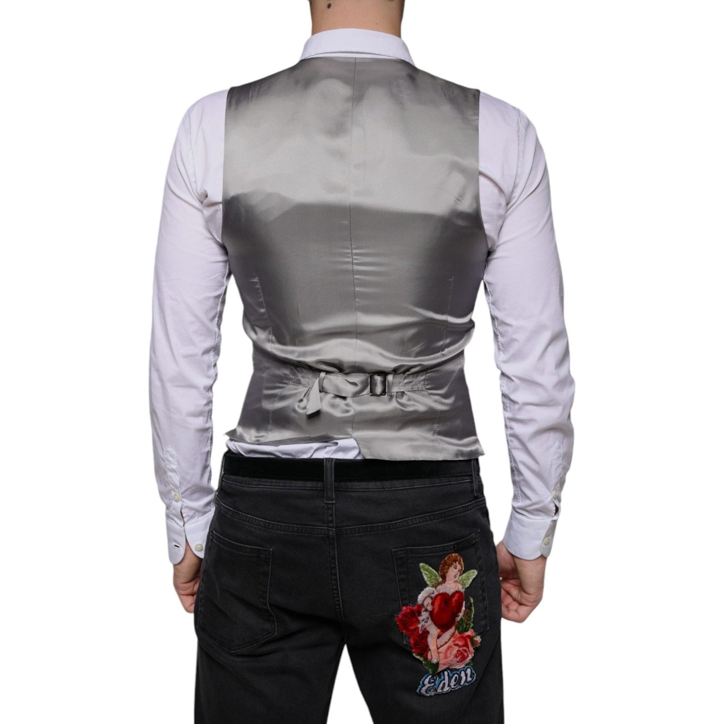 Dolce & Gabbana Light Gray Wool Formal Dress Waistcoat Vest