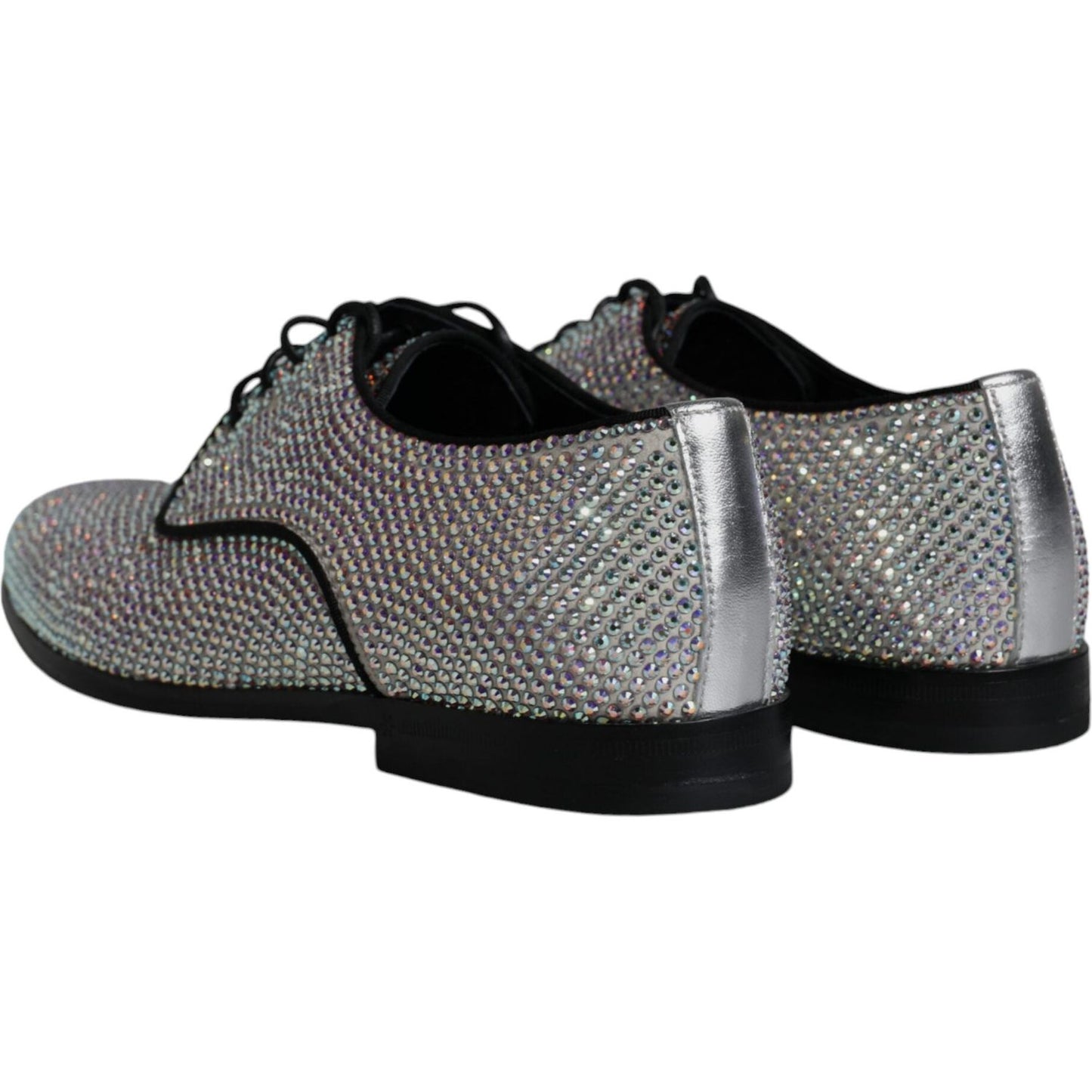 Dolce & Gabbana Silver Leather Rhinestones Derby Dress Shoes Dolce & Gabbana