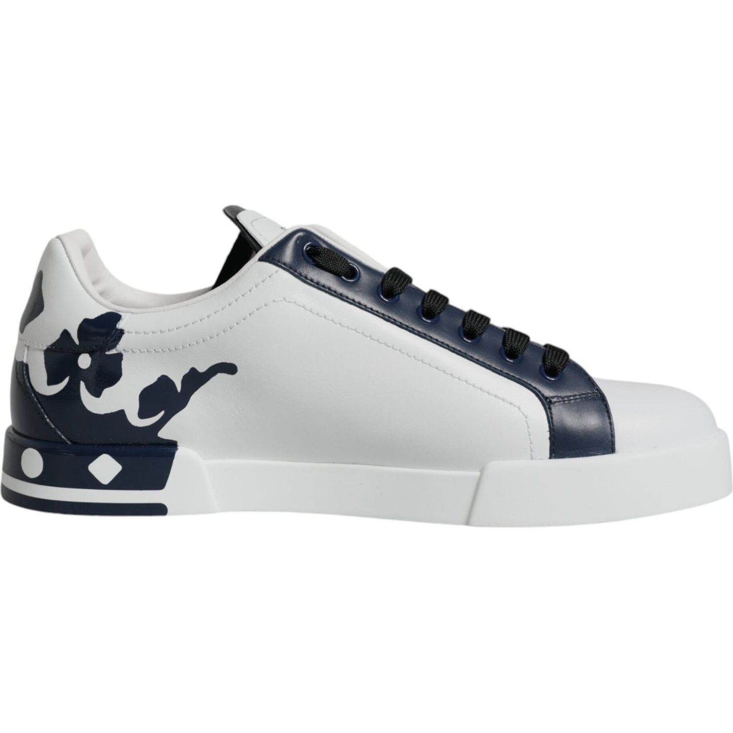 Dolce & Gabbana White Blue Leather Crown Milano Sneakers Shoes