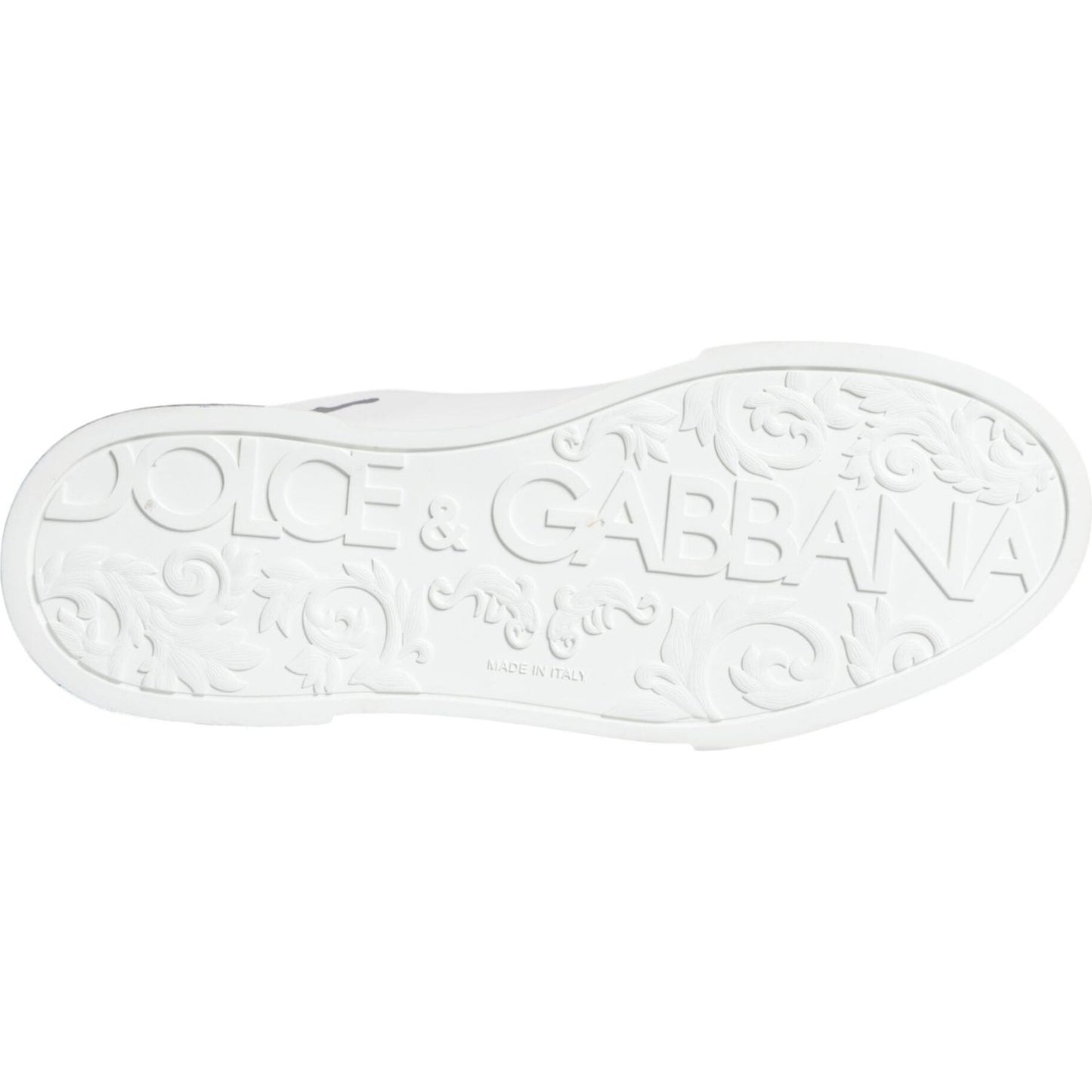 Dolce & Gabbana White Blue Leather Crown Milano Sneakers Shoes