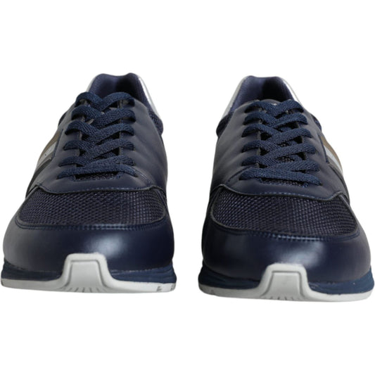 Dolce & Gabbana Blue Logo Leather Casual Men Sneakers Shoes