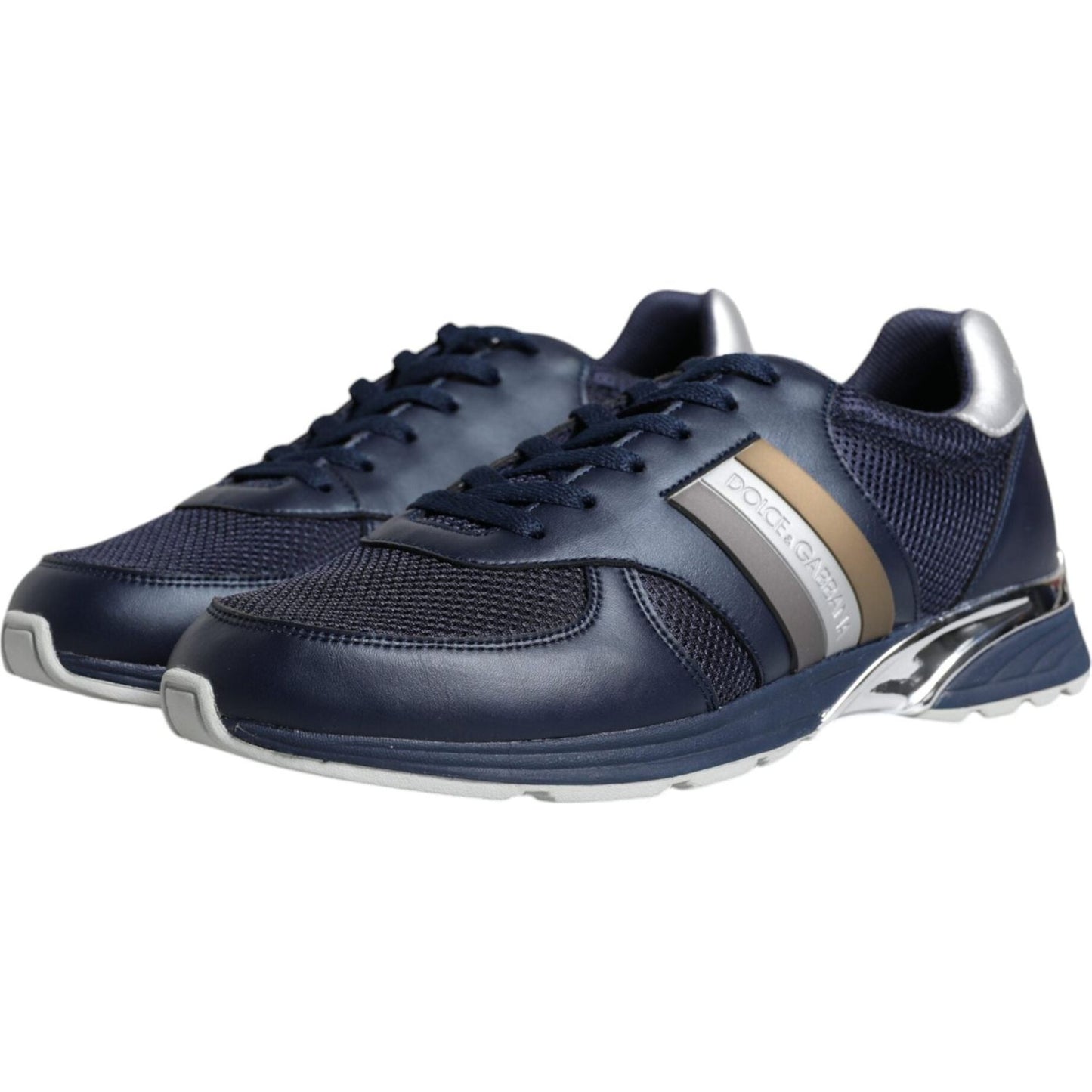 Dolce & Gabbana Blue Logo Leather Casual Men Sneakers Shoes