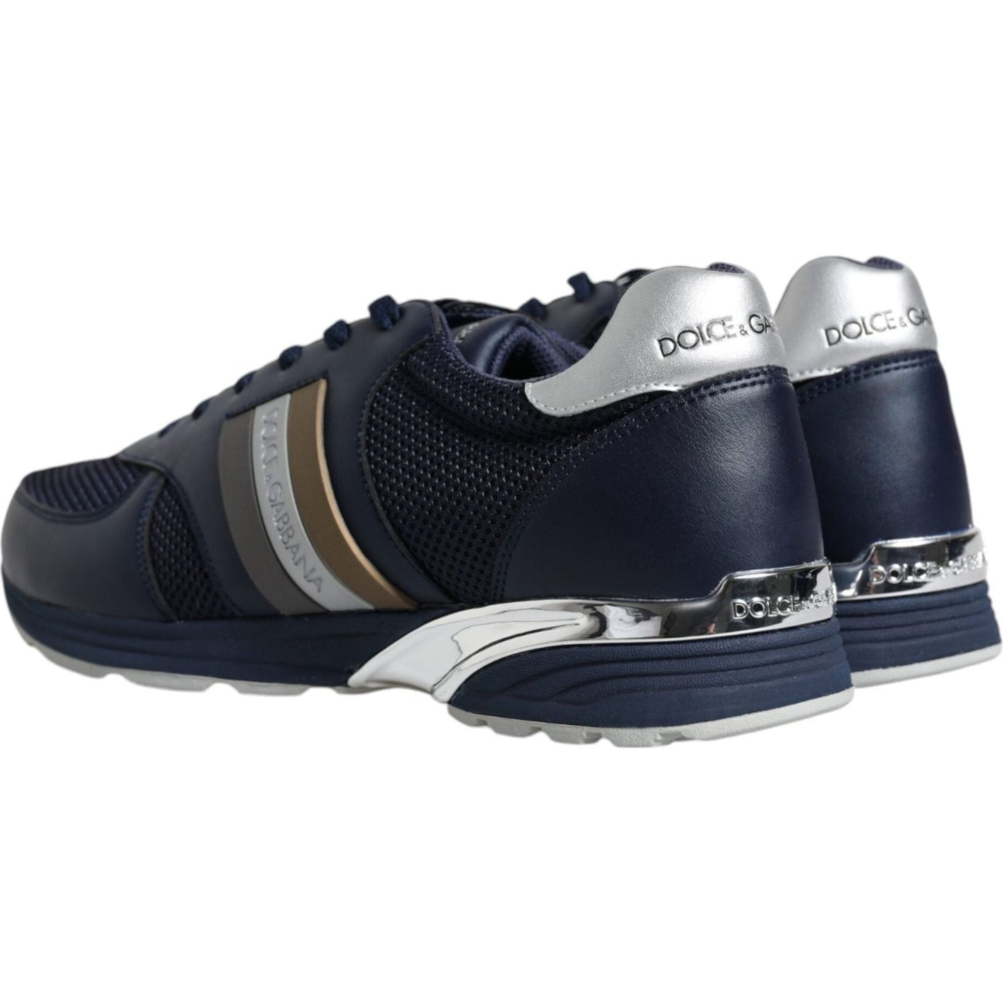 Dolce & Gabbana Blue Logo Leather Casual Men Sneakers Shoes