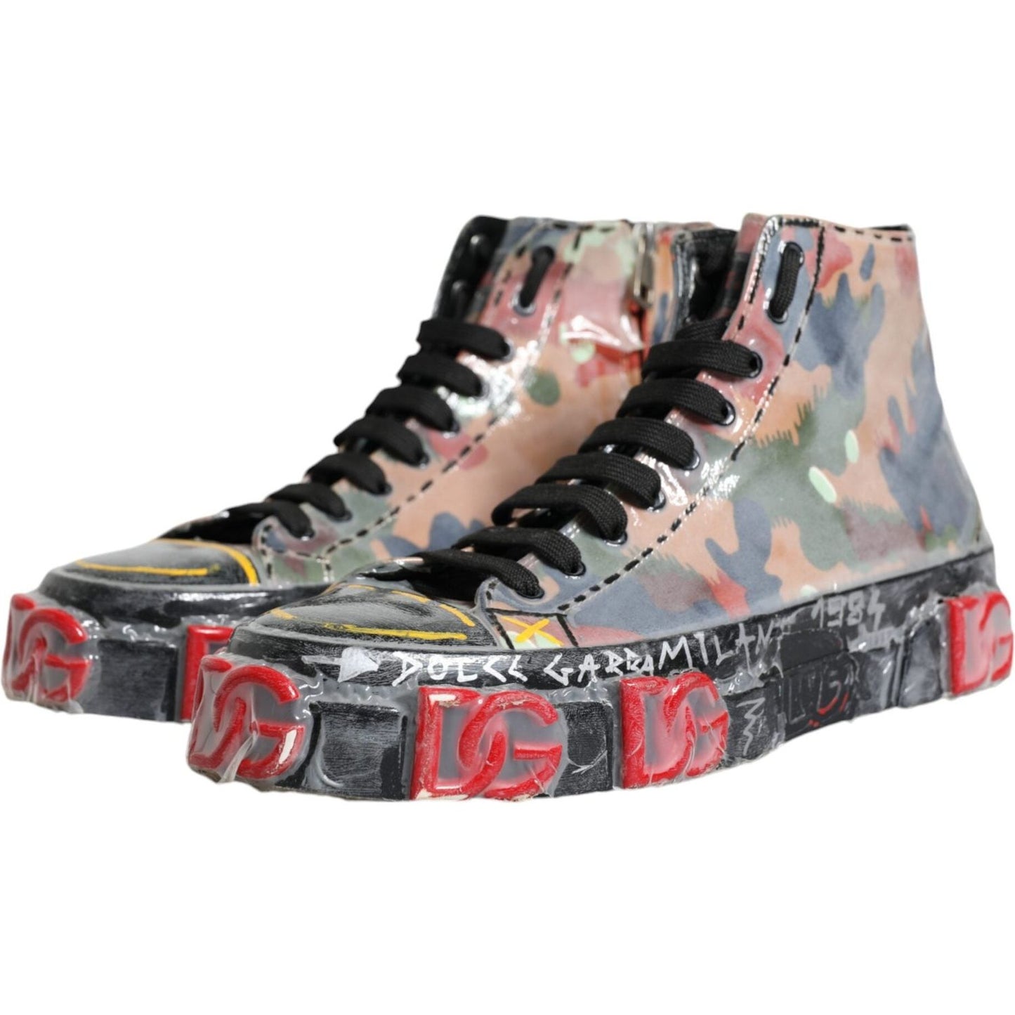 Dolce & Gabbana Multicolor Camouflage High Top Sneakers Shoes Dolce & Gabbana