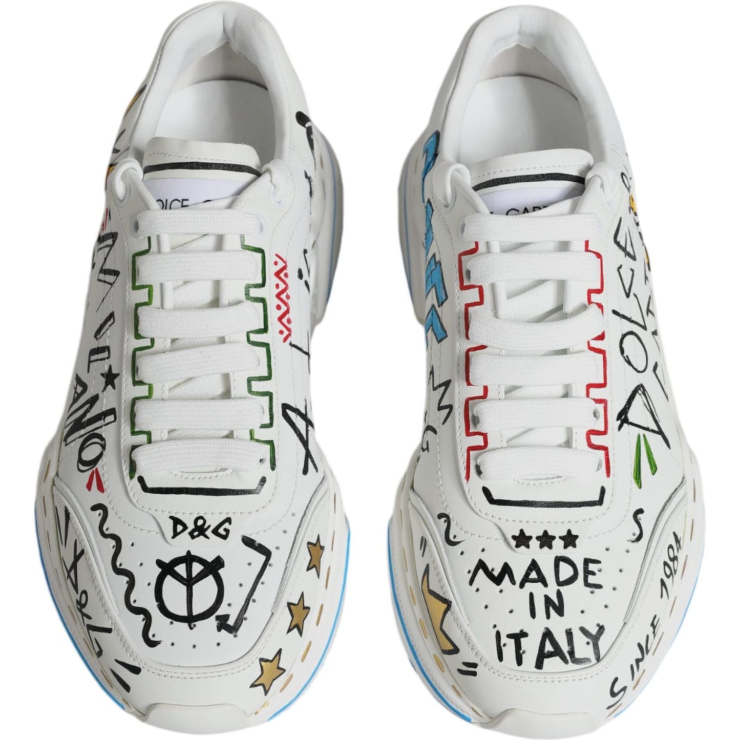 Dolce & Gabbana White Daymaster Hand Painted Sneakers Shoes