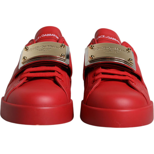 Dolce & Gabbana Red Leather Low Top Portofino Sneakers Shoes