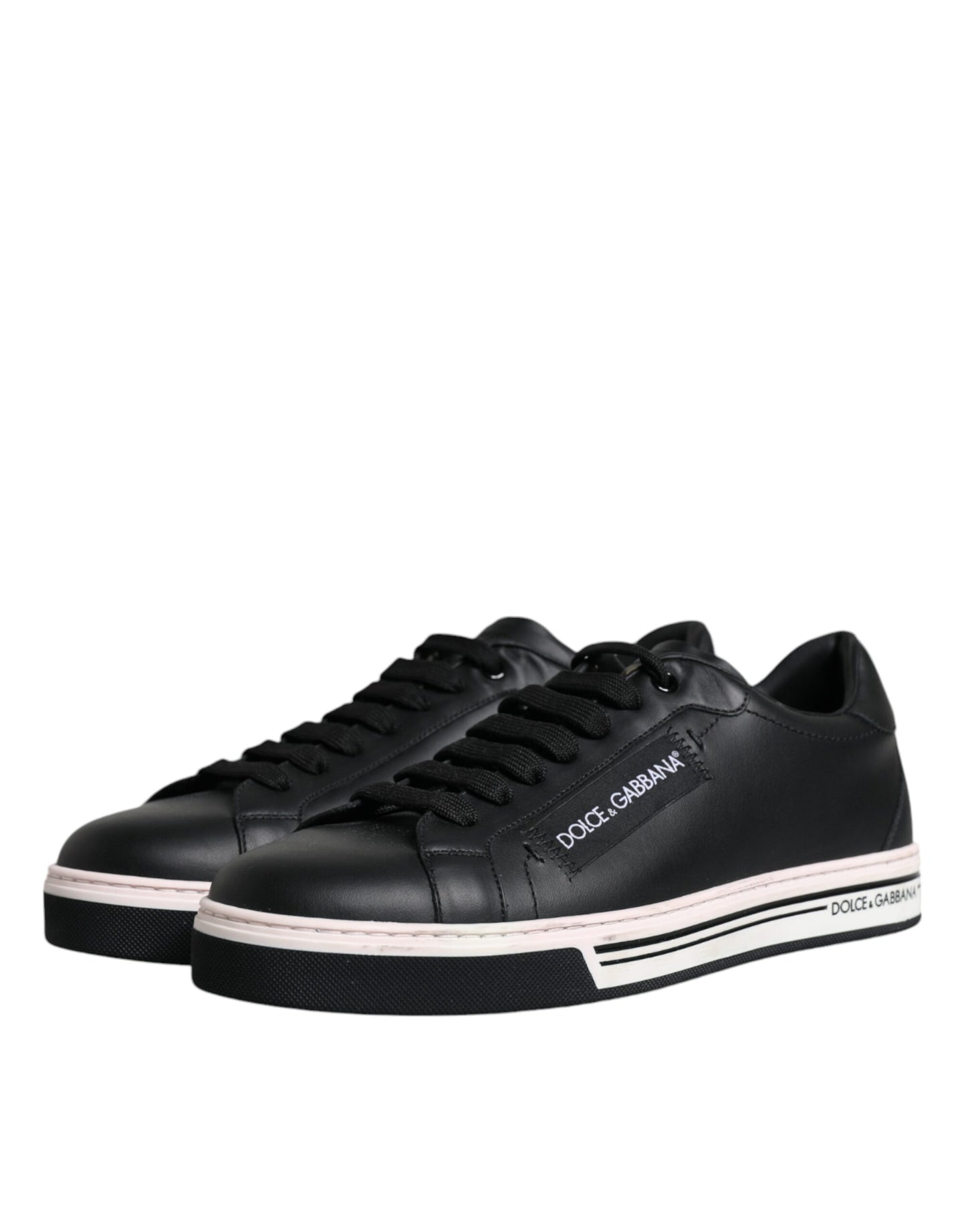 Dolce & Gabbana Black Leather Low Top Men Sneakers Shoes Dolce & Gabbana