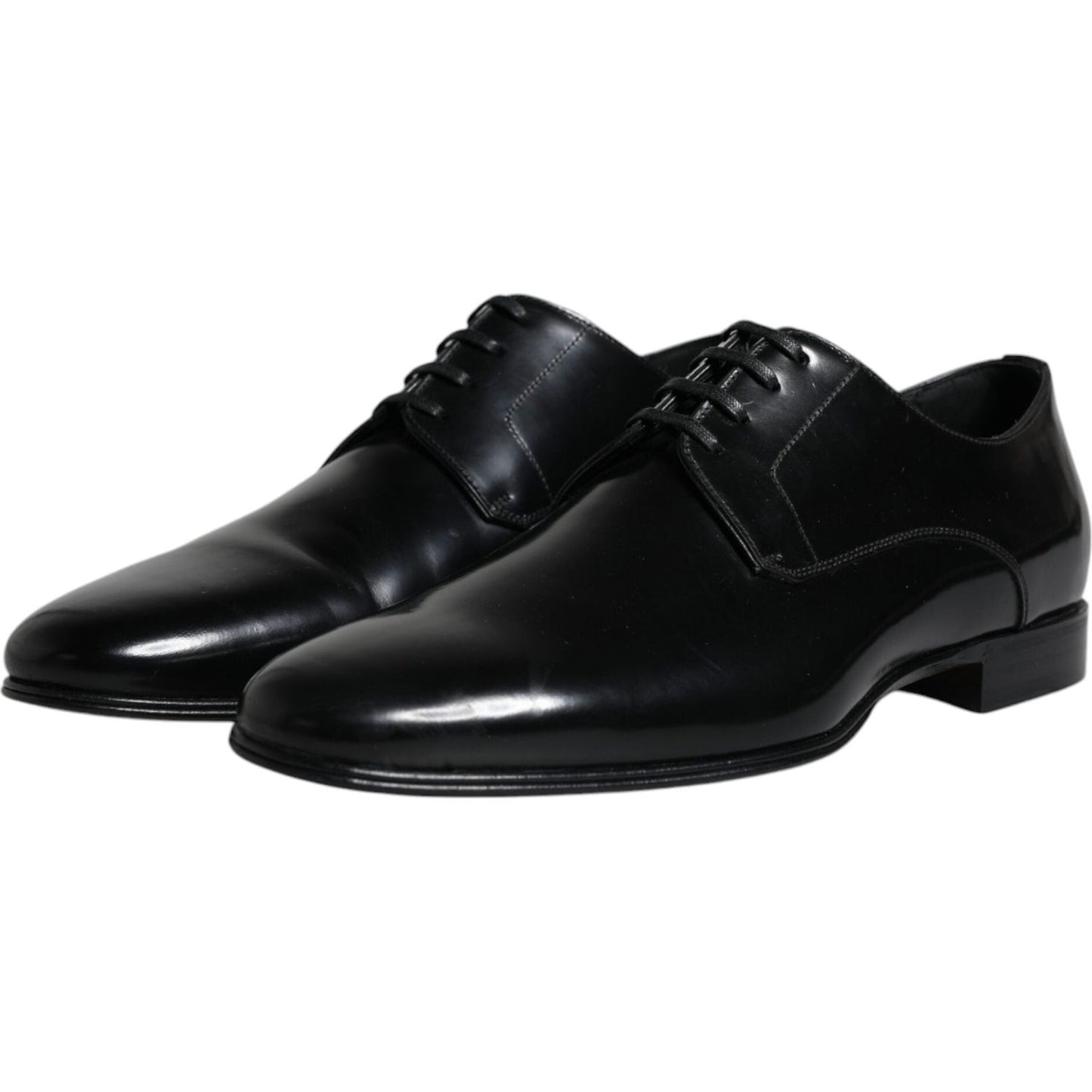 Dolce & Gabbana Black Leather Lace Up Men Derby Formal Shoes Dolce & Gabbana