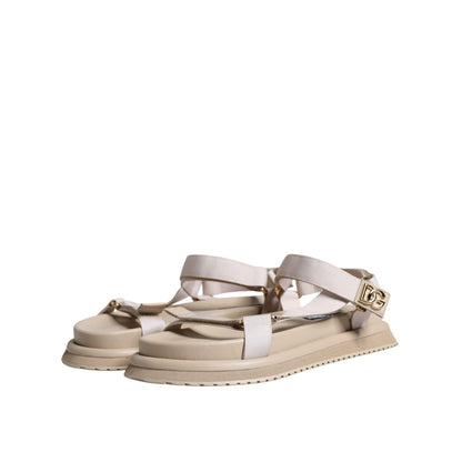 Dolce & Gabbana Beige Nappa Devotion Strap Men Sandals Shoes