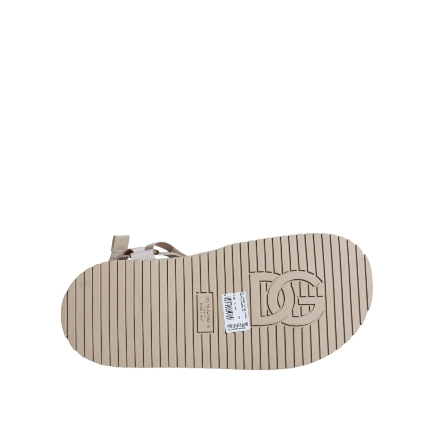 Dolce & Gabbana Beige Nappa Devotion Strap Men Sandals Shoes