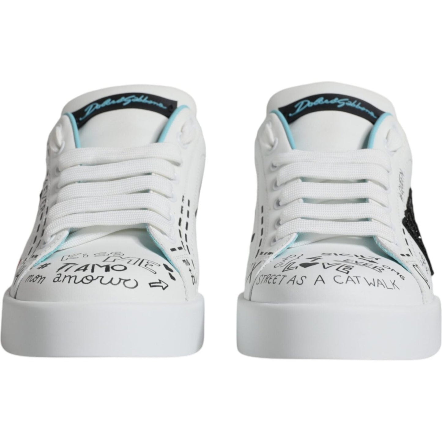 Dolce & Gabbana White Portofino Leather Low Top Sneaker Shoes Dolce & Gabbana