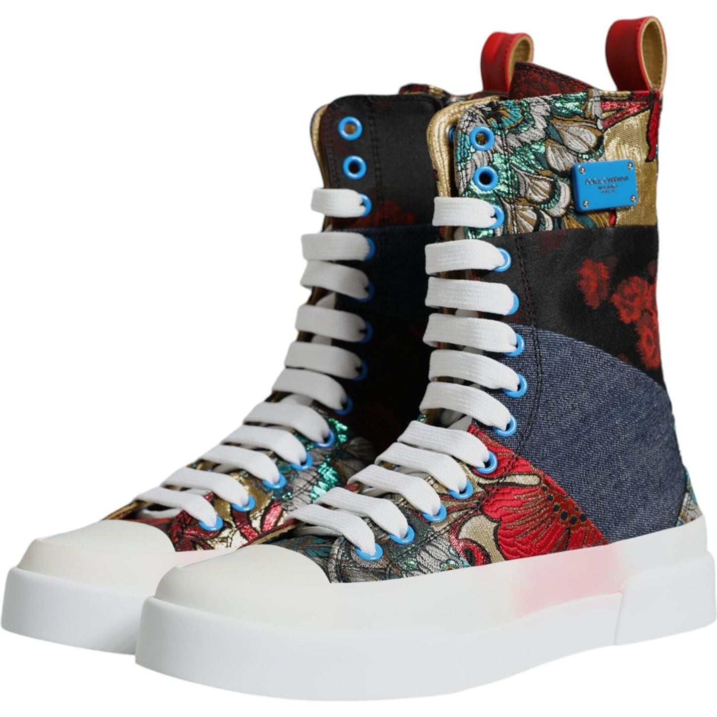 Dolce & Gabbana Multicolor Patchwork High Top Sneakers Shoes Dolce & Gabbana