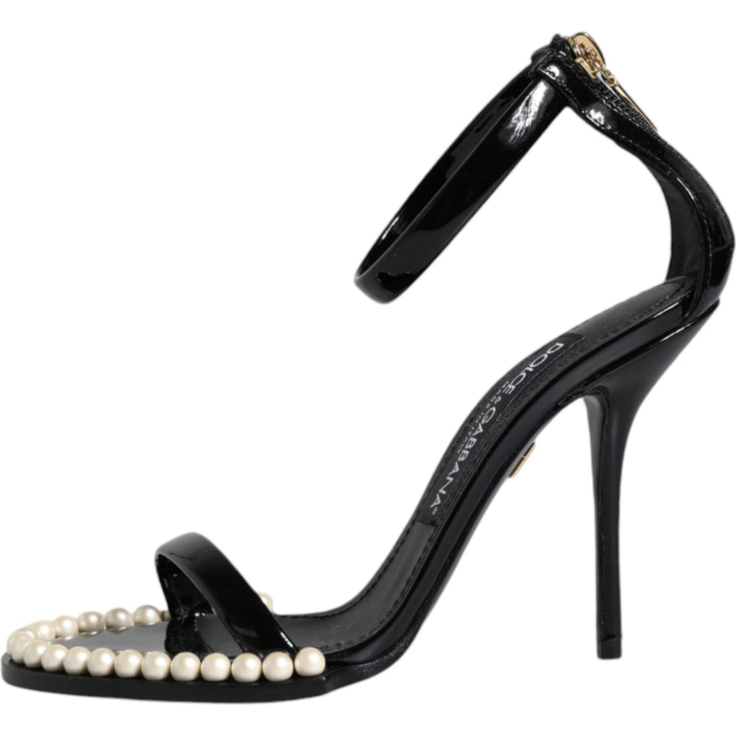 Dolce & Gabbana Black Keira Leather Faux Pearl Sandals Heels Shoes Dolce & Gabbana