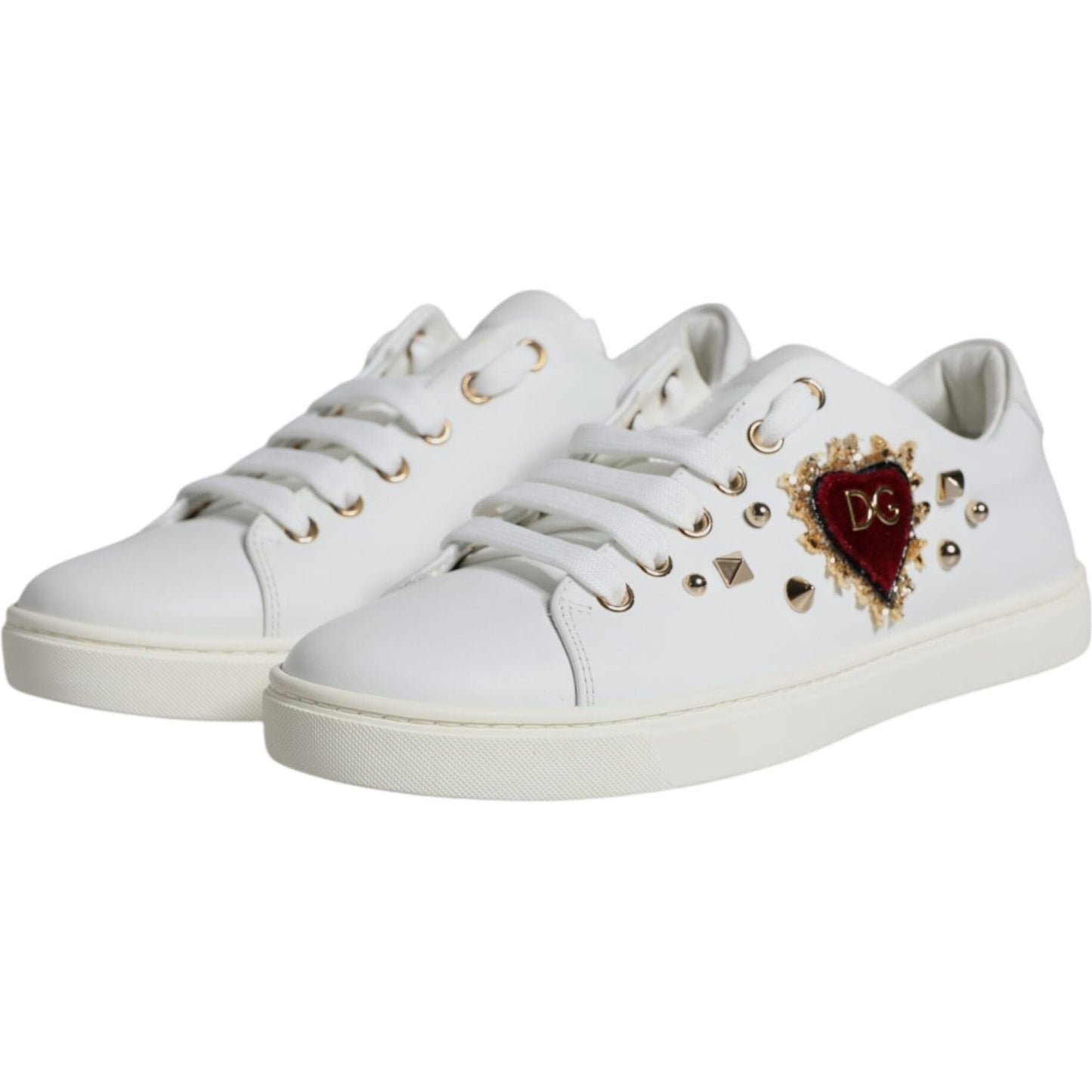 Dolce & Gabbana White Portofino Sacred Heart Sneakers Shoes Dolce & Gabbana