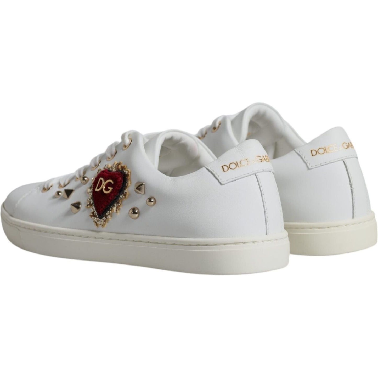 Dolce & Gabbana White Portofino Sacred Heart Sneakers Shoes Dolce & Gabbana