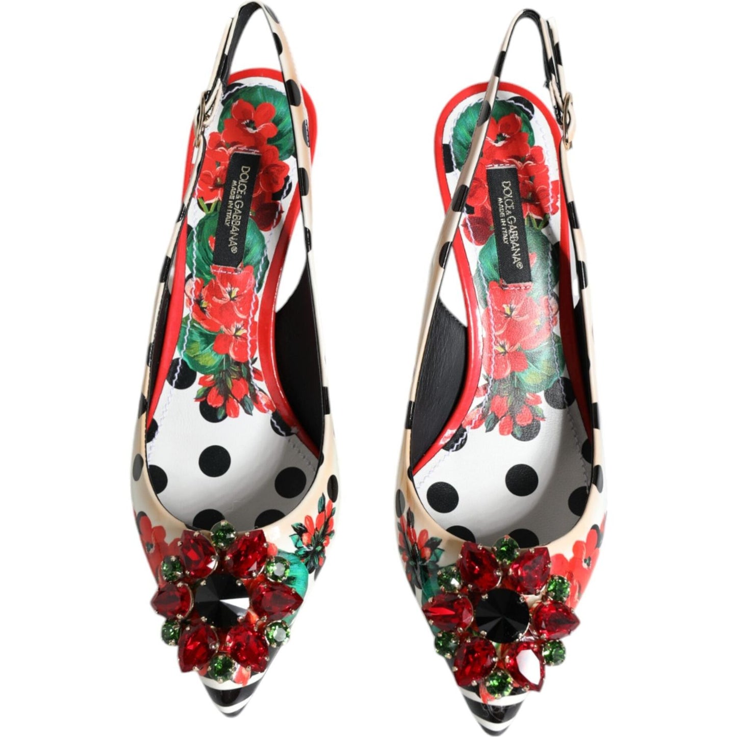 Dolce & Gabbana Multicolor Leather Crystal Heels Slingback Shoes Dolce & Gabbana