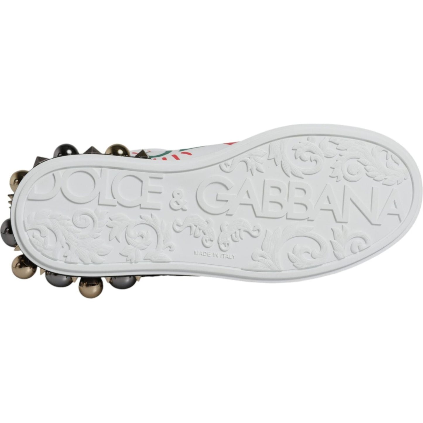 Dolce & Gabbana White Heart Studded Low Top Sneakers Shoes Dolce & Gabbana