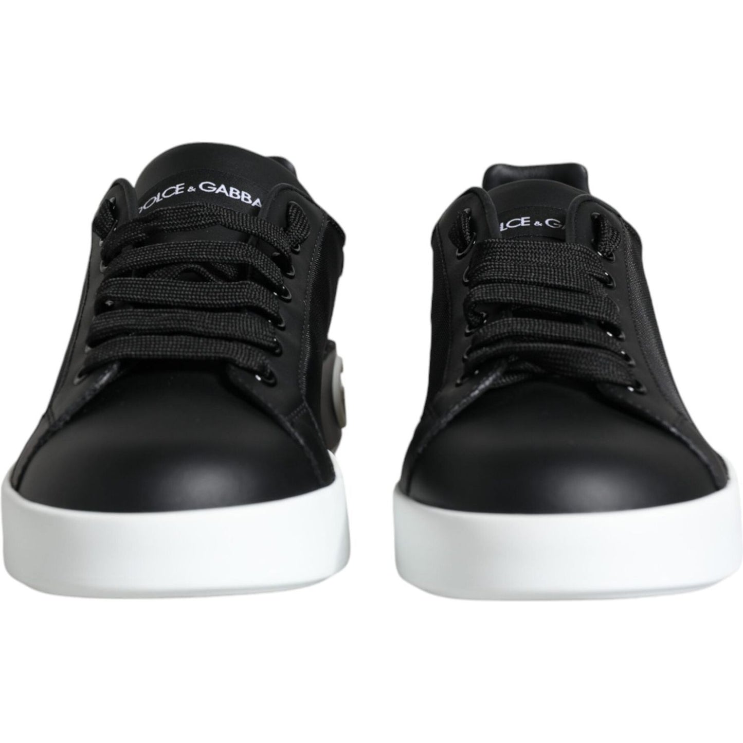 Dolce & Gabbana Black Calf Leather Portofino Sneakers Shoes Dolce & Gabbana