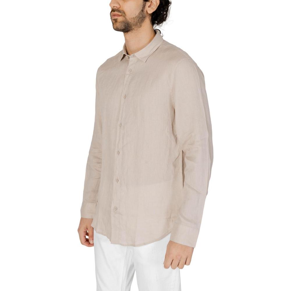 Armani Exchange Beige Linen Shirt Armani Exchange