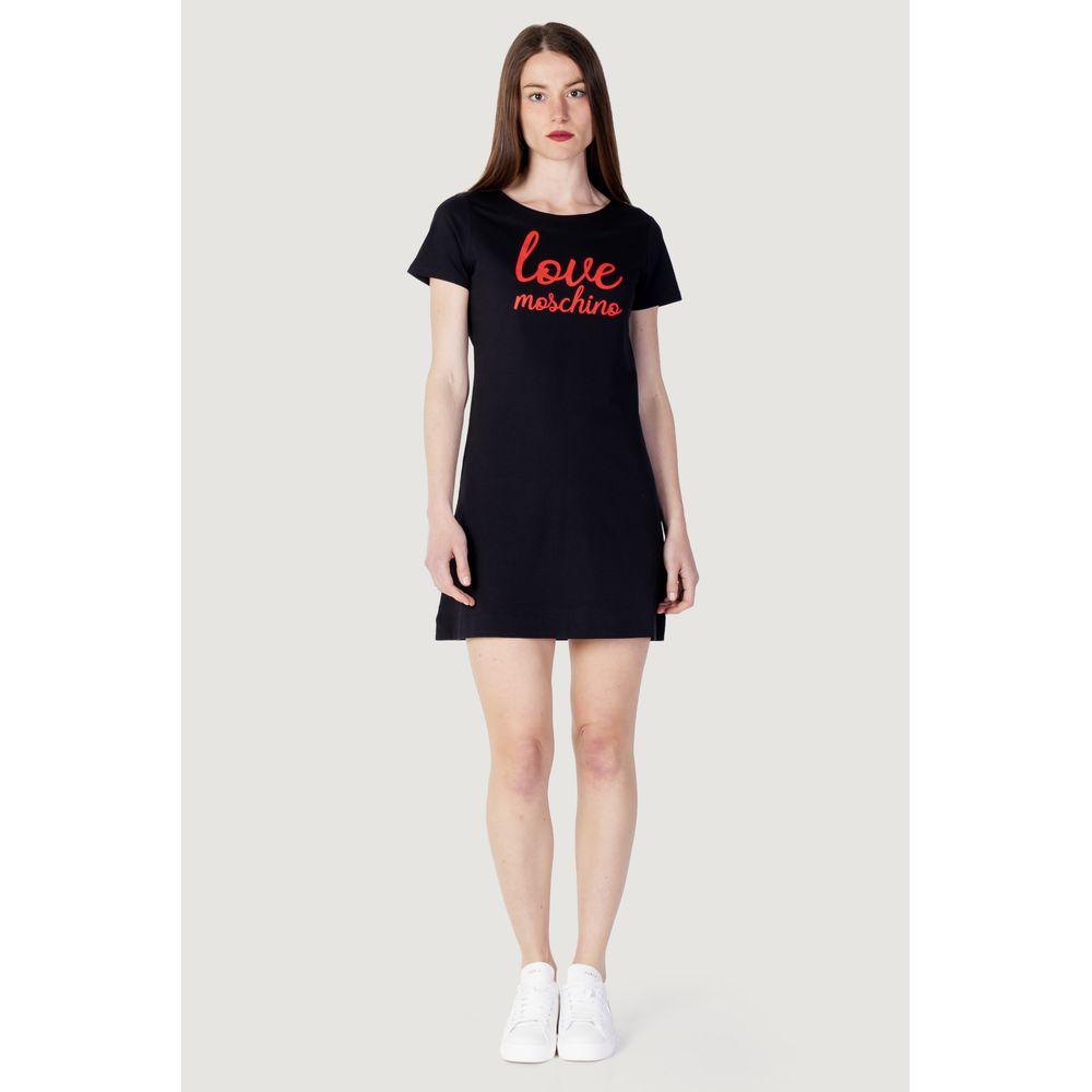 Love Moschino Black Cotton Dress Love Moschino