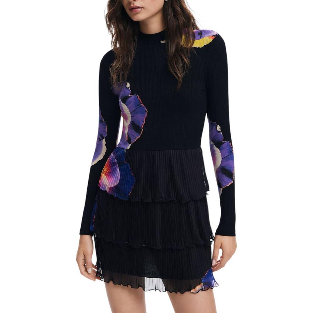 Desigual Black Viscose Dress Desigual