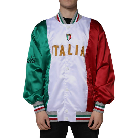 Dolce & Gabbana Multicolor Italia Button Down Bomber Jacket Dolce & Gabbana