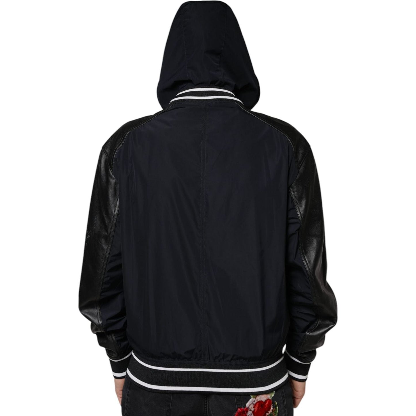 Dolce & Gabbana Black Hooded Full Zip Men Bomber Jacket Dolce & Gabbana