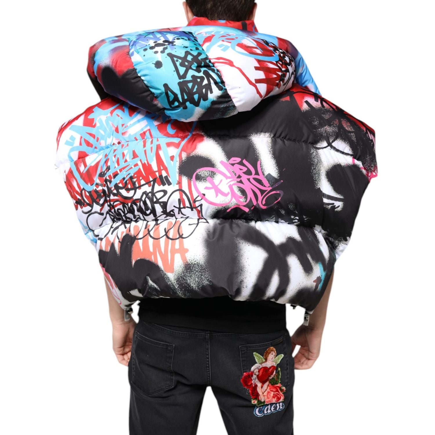 Dolce & Gabbana Multicolor Graffiti Hooded Windbreaker Jacket