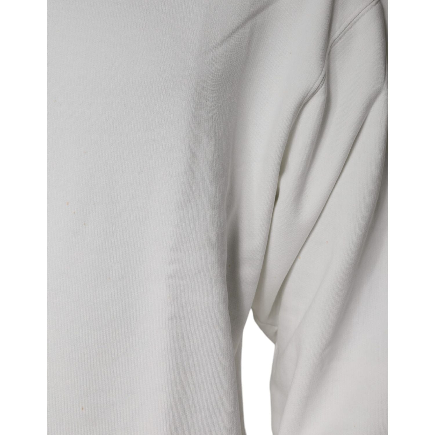 Dolce & Gabbana White Logo Cotton Crew Neck Pullover Sweater