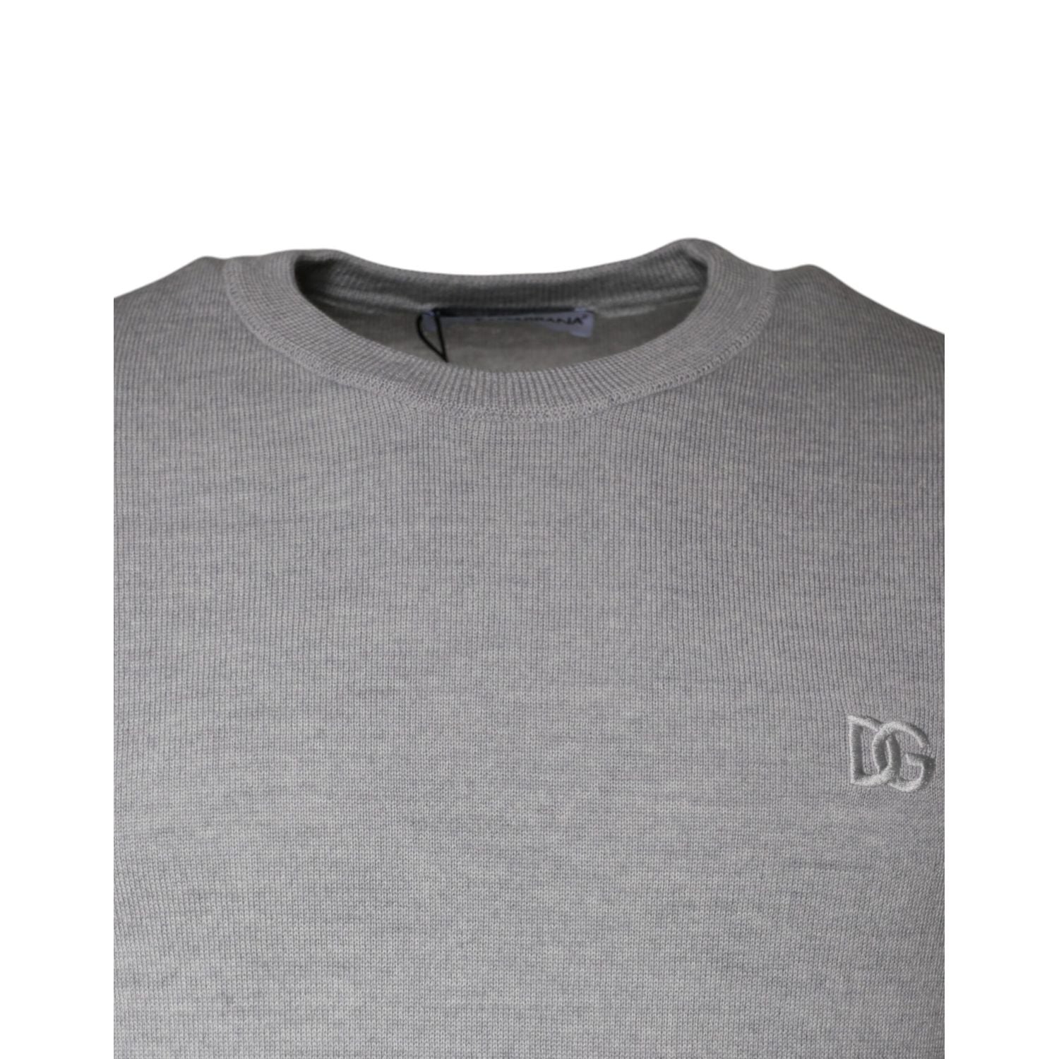 Dolce & Gabbana Light Gray Wool Crew Neck Pullover Sweater