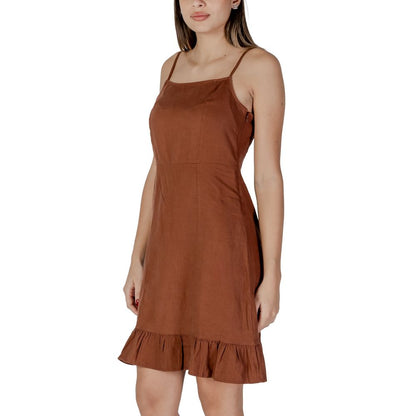 B.Young Brown Linen Midi Dress 1728,71956299936,B.Young,Brown,Clothing,Dresses - Clothing,IT36|XXS,Midi - Dresses - Clothing,New with tags,Women