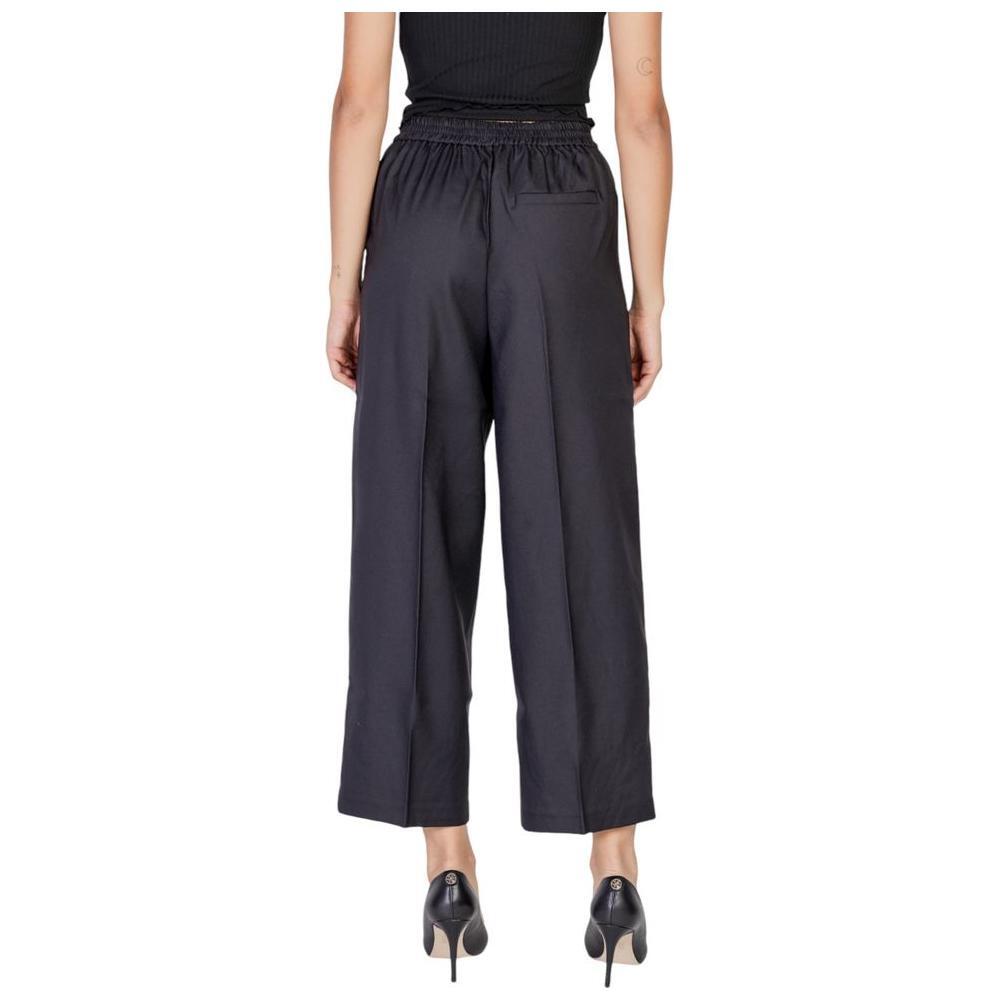 ICHI Black Polyester Casual Pants ICHI