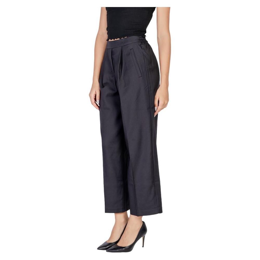 ICHI Black Polyester Casual Pants ICHI