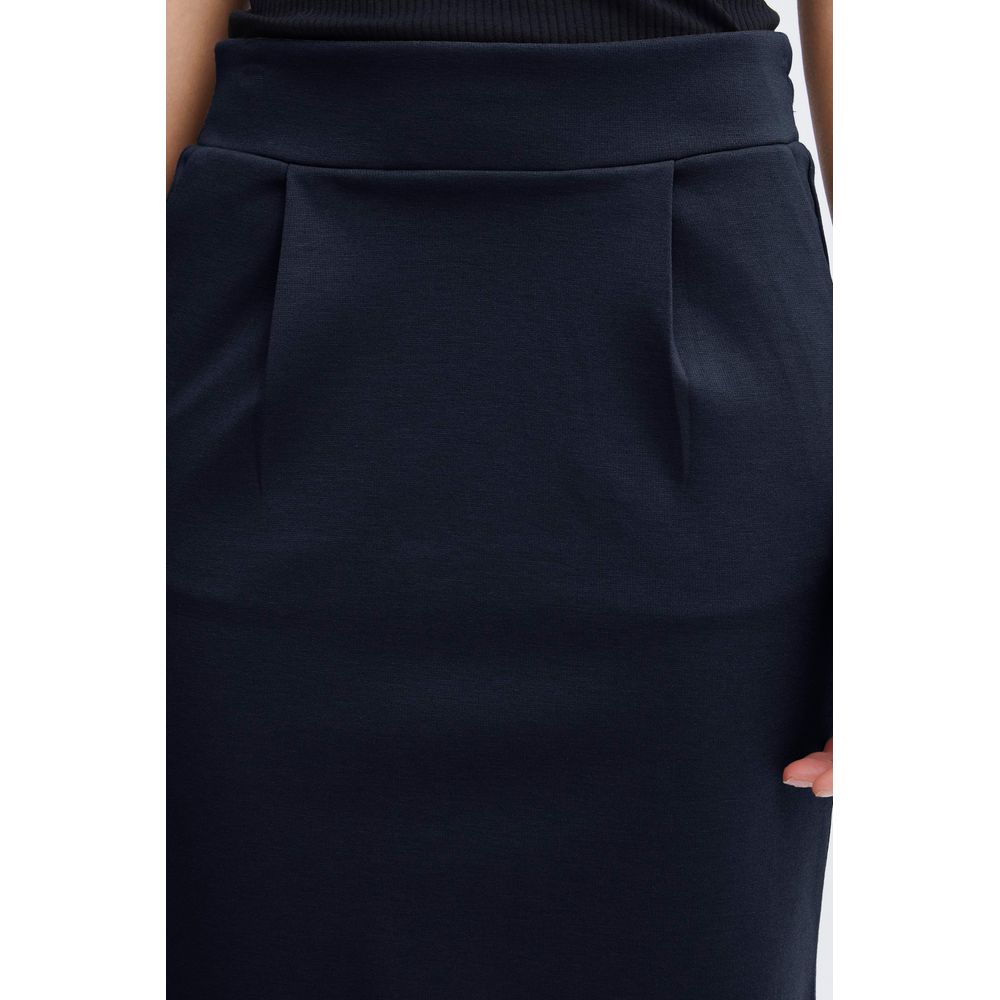 ICHI Blue Polyester Mini Skirt ICHI