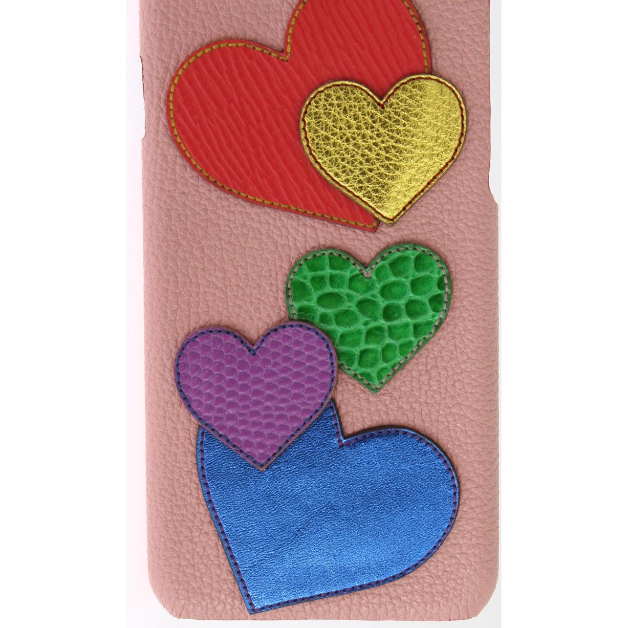 Dolce & Gabbana Chic Pink Leather Heart-Embellished Phone Cover Dolce & Gabbana