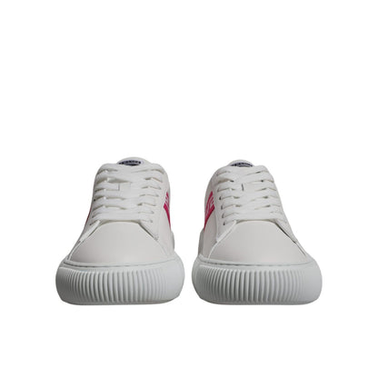 Versace White Pink Greca Print Platform Low Top Sneakers Shoes