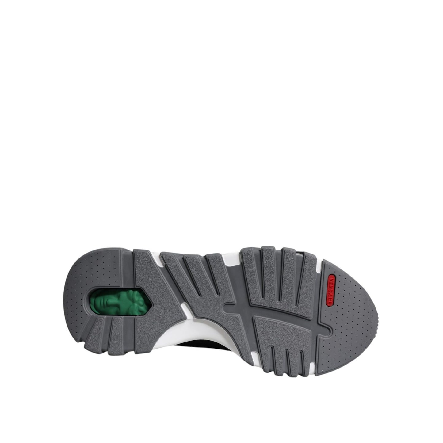 Versace Black Leather Neoprene Chunky Low Top Sneakers Squalo Shoes Versace