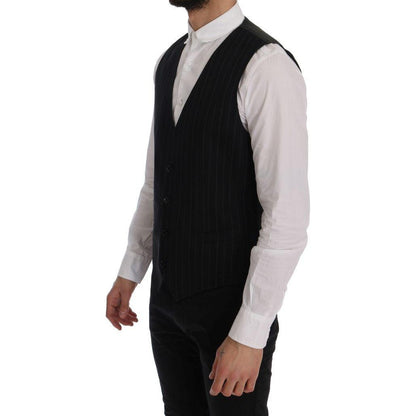 Dolce & Gabbana Black STAFF Cotton Striped Vest